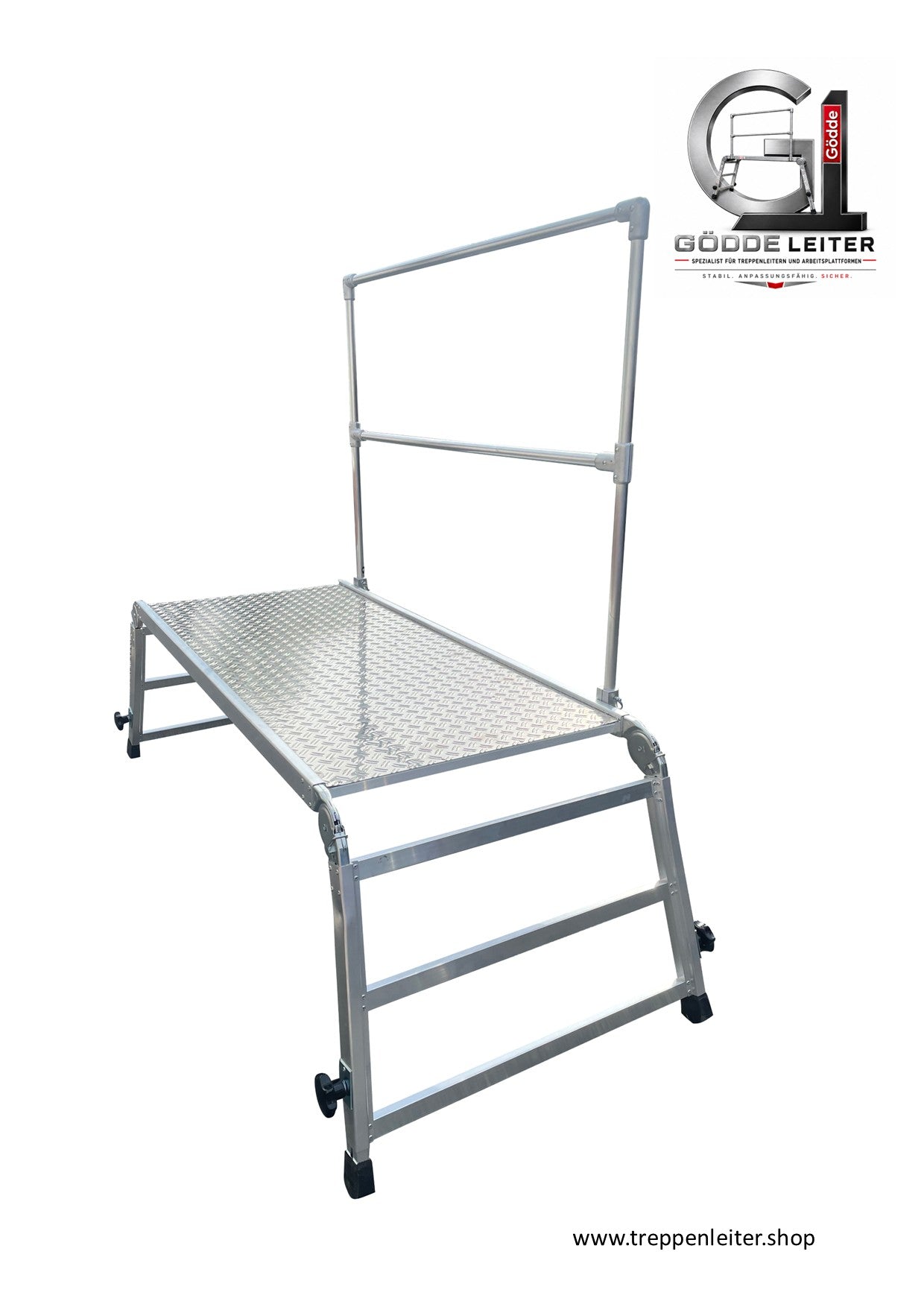 Arbeitsplattform / Montageplattform XL klappbar mit Geländer 1,72 x 0,75 m