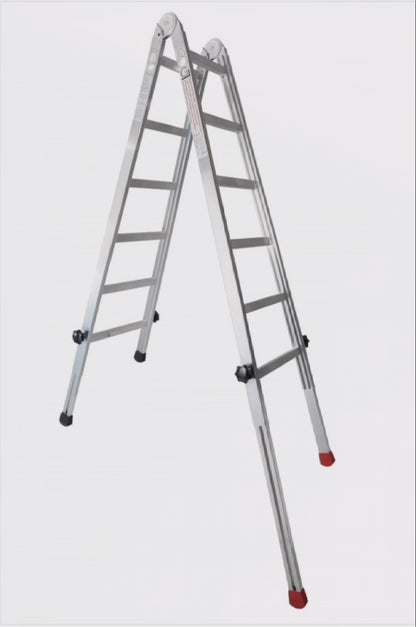 Gödde Treppenleiter 2 x 4 Stufen  (Anlegeleiter, Treppen-Stehleiter, Stehleiter, Treppenleiter)