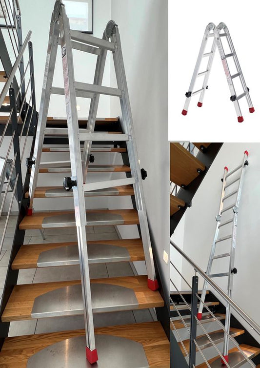 Gödde Treppenleiter 2 x 4 Stufen  (Anlegeleiter, Stehleiter, Treppenleiter)