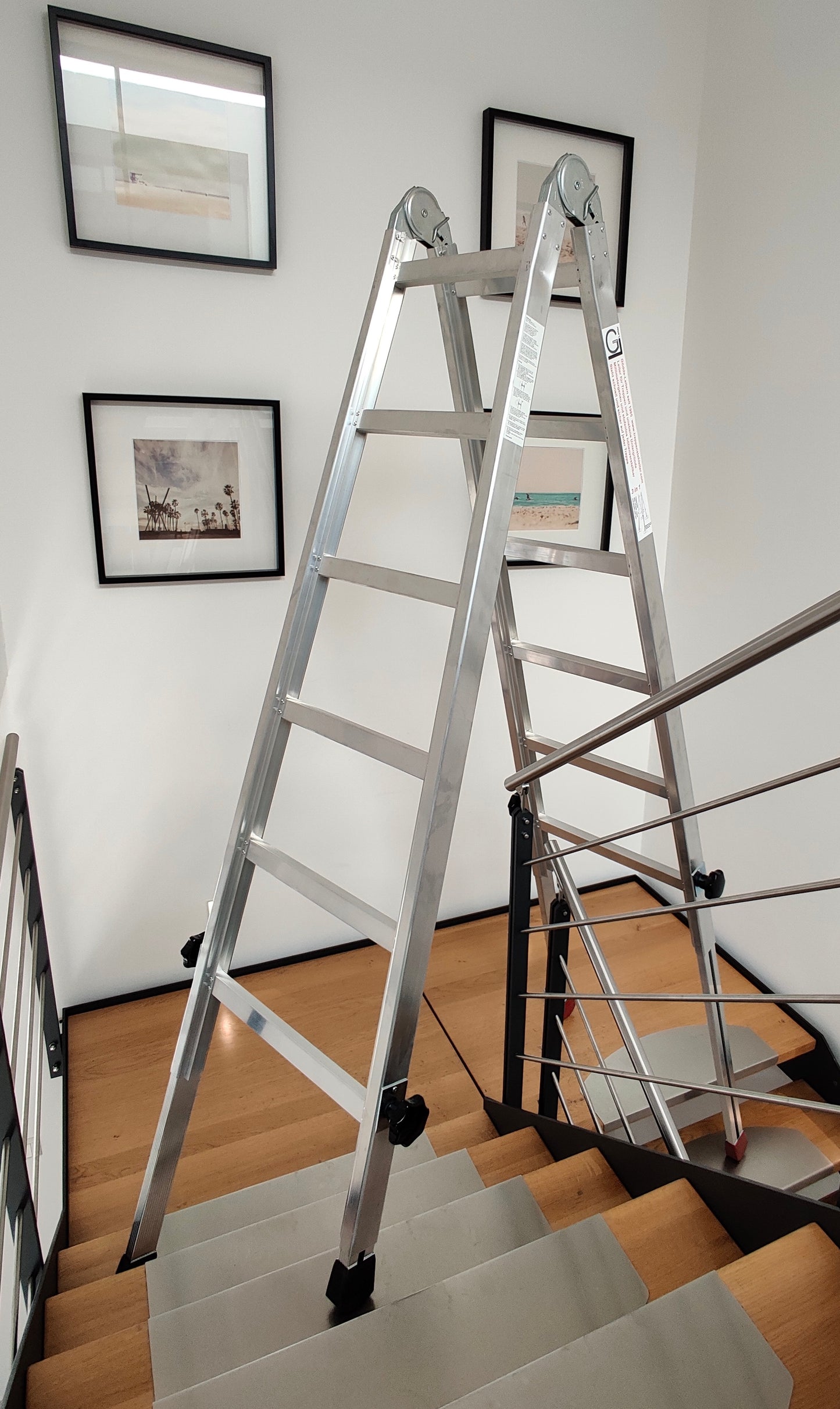 Gödde Treppenleiter 2 x 6 Stufen  (Anlegeleiter, Stehleiter, Treppenleiter)
