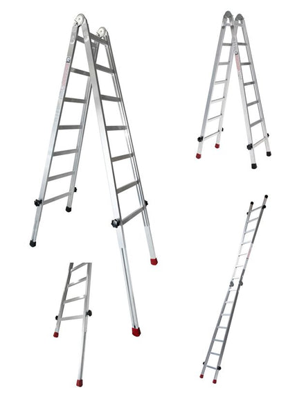 Gödde Treppenleiter 2 x 7 Stufen  (Anlegeleiter, Stehleiter, Treppenleiter)